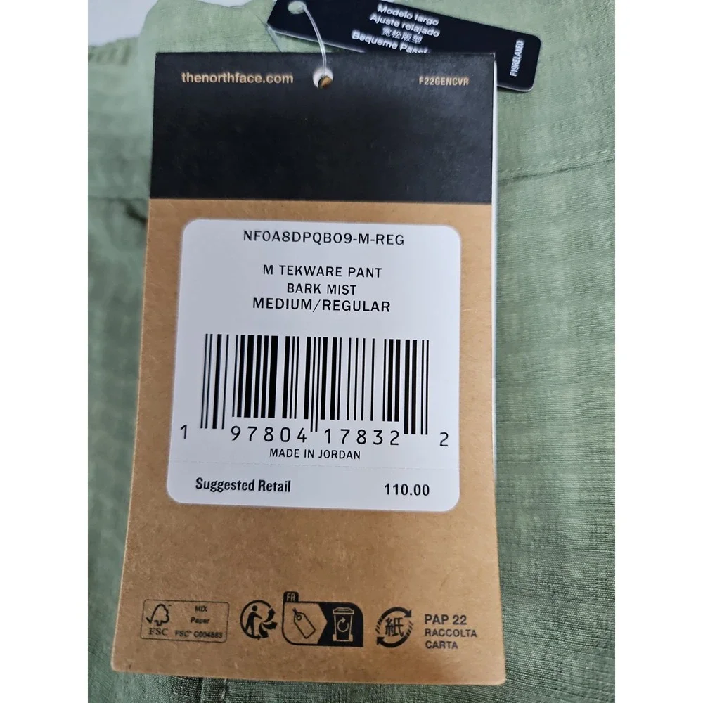 The North Face Mens Green Tekware FlashDry Pants Size Medium‎ NWT